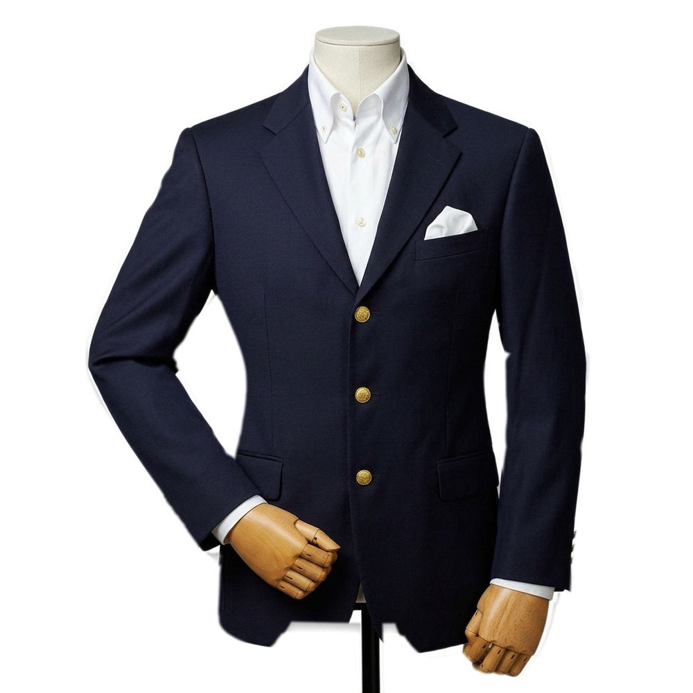 Vintage Yves Saint Laurent Navy Blazer 100% Wool Gold Buttons Men's Size 40R